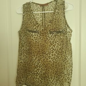 J-N-Y leopard Print Polyester sheer top